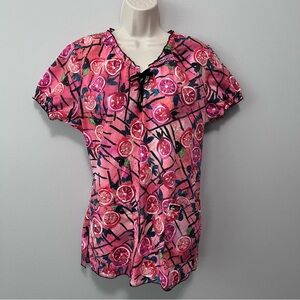 Koi Lite Citrus Print Nursing Medical Scrubs Size L